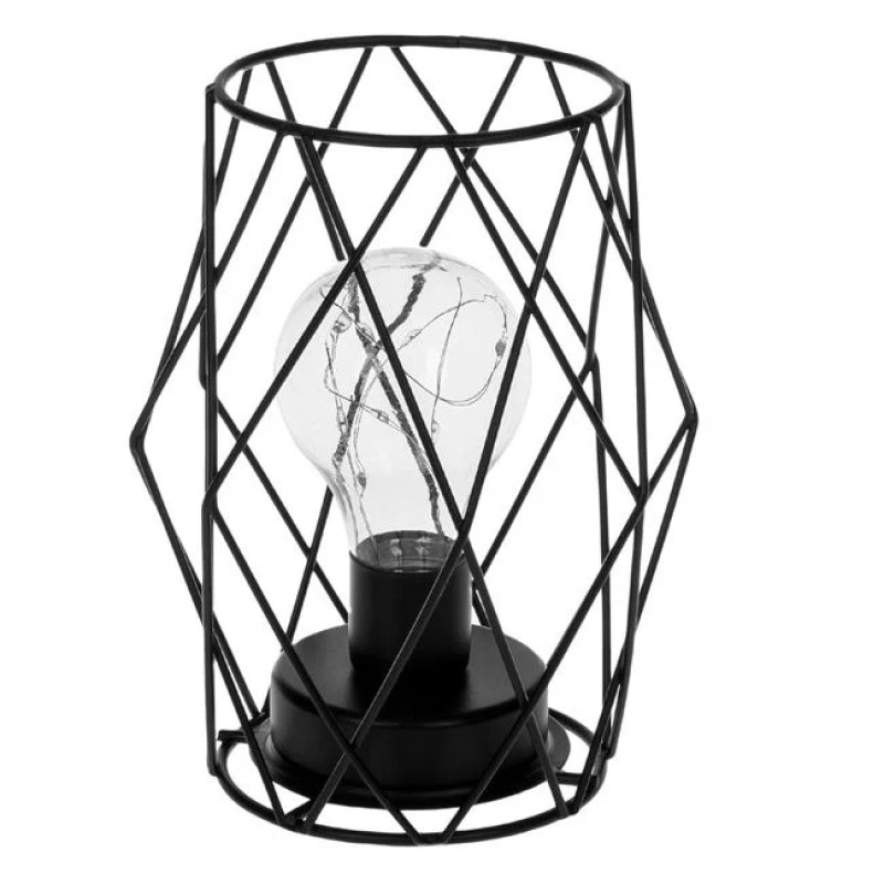 Lampa de Masa Neagra Metalica Plasa cu 10 LED-uri Chain 12x12x16.5cm