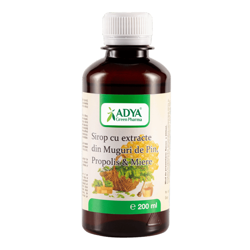 Sirop cu Extracte din Muguri de Pin, Propolis si Miere, 200 ml, Adya Green Pharma