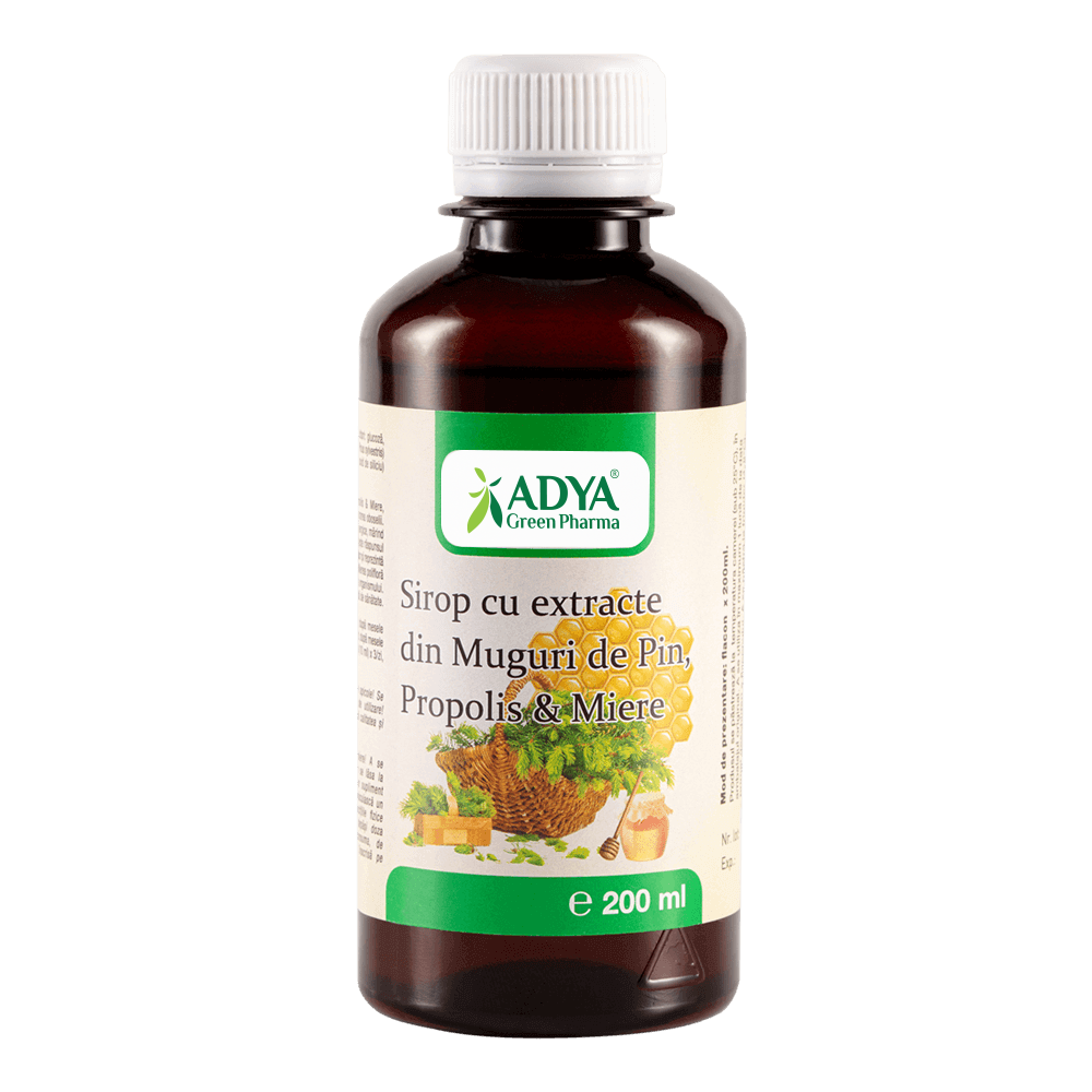 Sirop cu Extracte din Muguri de Pin, Propolis si Miere, 200 ml, Adya Green Pharma